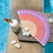  Eventail tissu coton et bois CARNAC / Simone & Georges